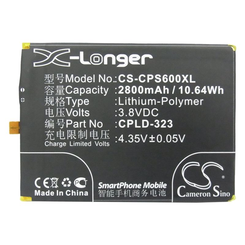 Li-Polymer Battery fits Coolpad, 9190l, 9190l-c00, s6 3.8V, 2800mAh Communications Cameron Sino Technology Limited (Suspended)