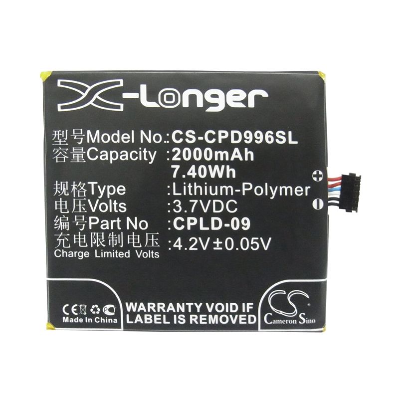 Li-Polymer Battery fits Coolpad,9960 3.7V, 2000mAh Mobile & SmartPhone Cameron Sino Technology Limited