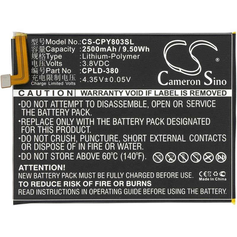 Li-Polymer Battery fits Coolpad, fengshang 3, y803-9, y91 3.8V, 2500mAh Mobile & SmartPhone Cameron Sino Technology Limited