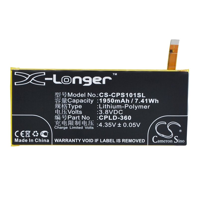 Li-Polymer Battery fits Coolpad, ivvi, ss1-01 3.8V, 1950mAh Communications Cameron Sino Technology Limited (Suspended)