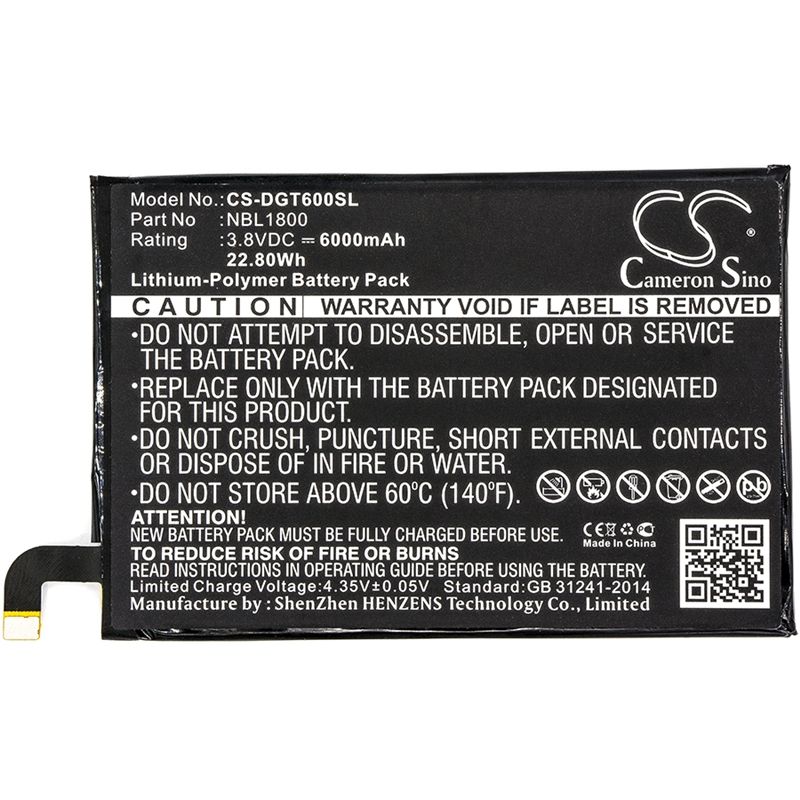 Li-Polymer Battery fits Doogee, homtom ht6, t6, t6 pro 3.8V, 6000mAh Mobile & SmartPhone Cameron Sino Technology Limited