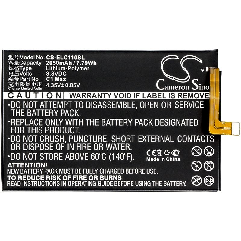 Li-Polymer Battery fits Elephone, c1 max 3.8V, 2050mAh Communications Cameron Sino Technology Limited (Suspended)