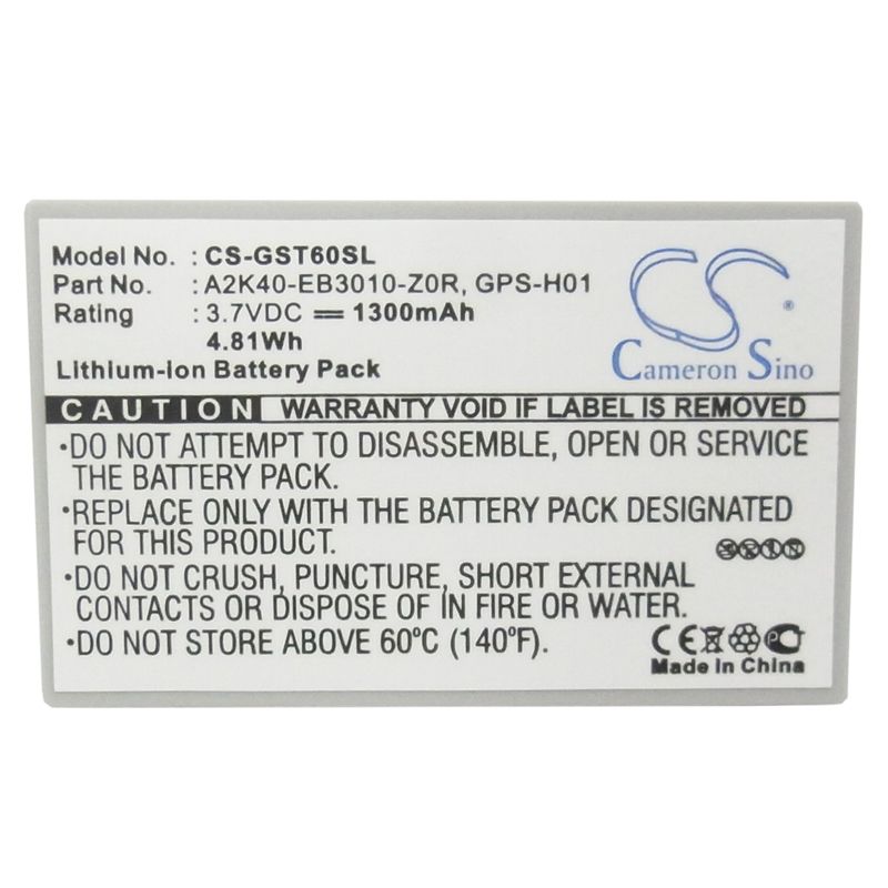 Li-ion Battery fits Gigabyte, gsmart mw998, gsmart t600 3.7V, 1300mAh Mobile & SmartPhone Cameron Sino Technology Limited