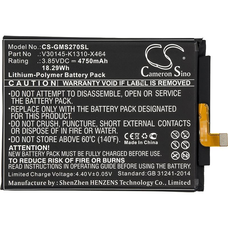 Li-Polymer Battery fits Gigaset, gs270 3.85V, 4750mAh Mobile & SmartPhone Cameron Sino Technology Limited