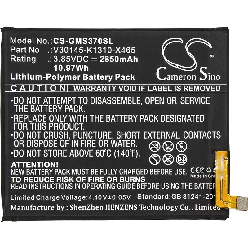 Li-Polymer Battery fits Gigaset, gs370 3.85V, 2850mAh Mobile & SmartPhone Cameron Sino Technology Limited
