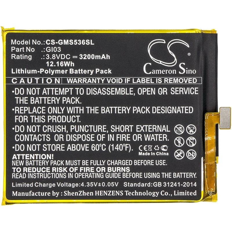Li-Polymer Battery fits Gigaset, gs53-6, me pure 3.8V, 3200mAh Mobile & SmartPhone Cameron Sino Technology Limited