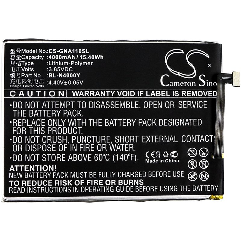 Li-Polymer Battery fits Gionee, a1 lite, a1 lite dual sim, a1 lite dual sim td-lte 3.85V, 4000mAh Mobile & SmartPhone Cameron Sino Technology Limited