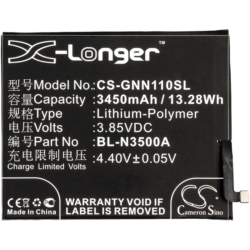 Li-Polymer Battery fits Gionee, elife s10, elife s10 dual sim, elife s10 dual sim td-lte 3.85V, 3450mAh Mobile & SmartPhone Cameron Sino Technology Limited