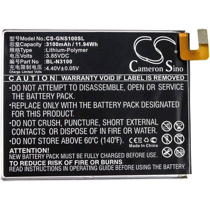 Li-Polymer Battery fits Gionee, elife s10c, elife s10c dual sim, elife s10c dual sim td-lte 3.85V, 3100mAh Mobile & SmartPhone Cameron Sino Technology Limited