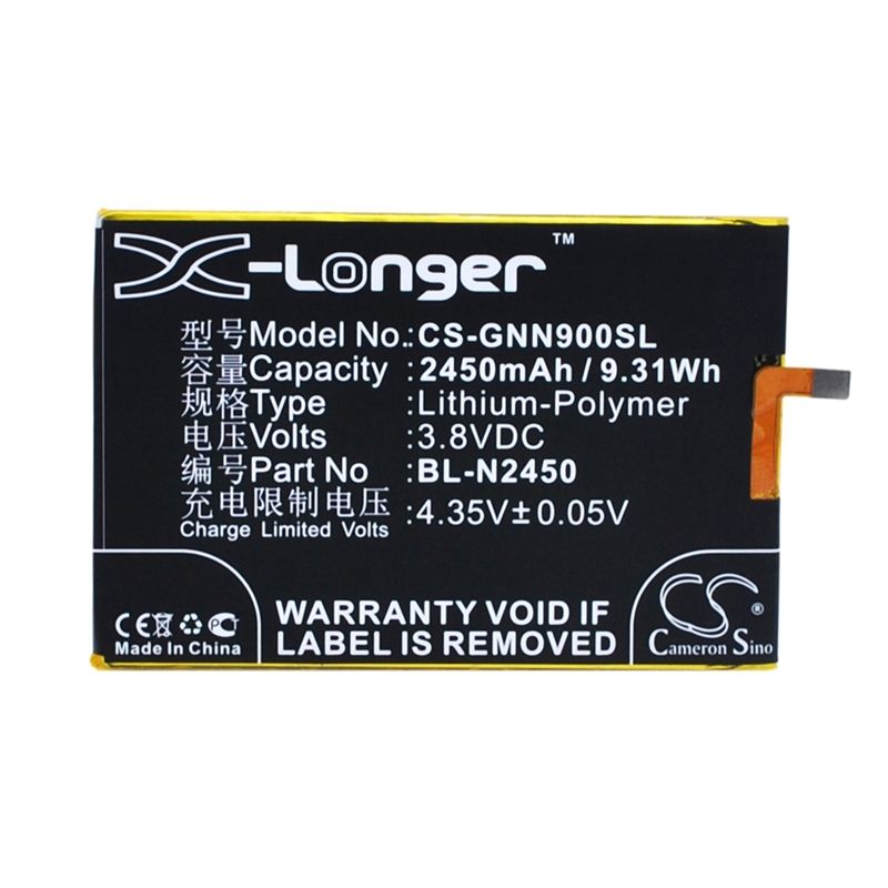 Li-Polymer Battery fits Gionee, elife s5.5l, gn9000l 3.8V, 2450mAh Mobile & SmartPhone Cameron Sino Technology Limited