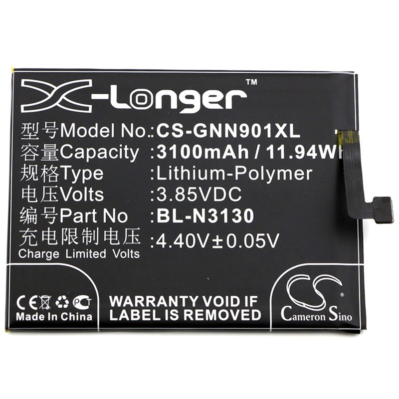 Li-Polymer Battery fits Gionee, elife s6 pro, elife s6 pro dual sim td-lte in, gn9012 3.85V, 3100mAh Mobile & SmartPhone Cameron Sino Technology Limited