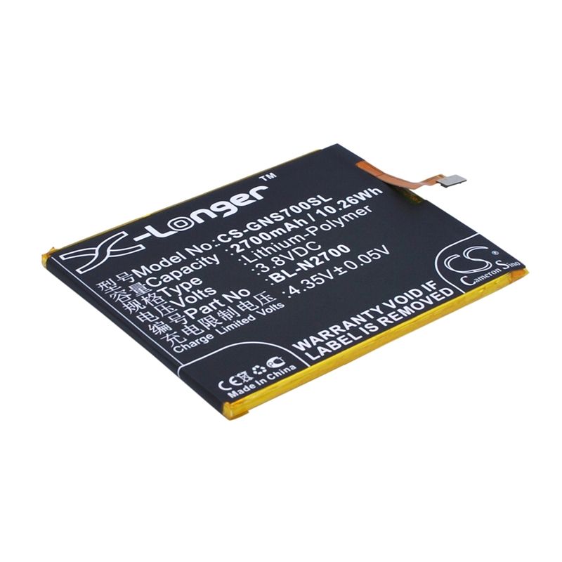 Li-Polymer Battery fits Gionee, elife s7, gn9006, kazam 3.8V, 2700mAh Communications Cameron Sino Technology Limited (Suspended)