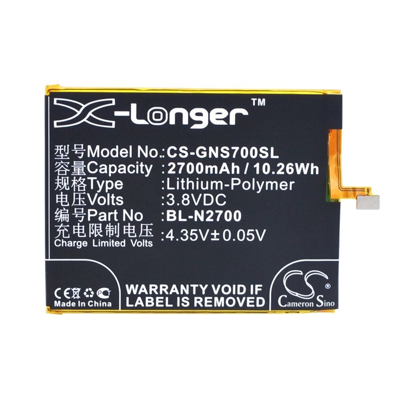 Li-Polymer Battery fits Gionee, elife s7, gn9006, kazam 3.8V, 2700mAh Communications Cameron Sino Technology Limited (Suspended)