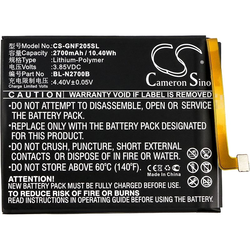 Li-Polymer Battery fits Gionee, f205, f205l 3.85V, 2700mAh Mobile & SmartPhone Cameron Sino Technology Limited