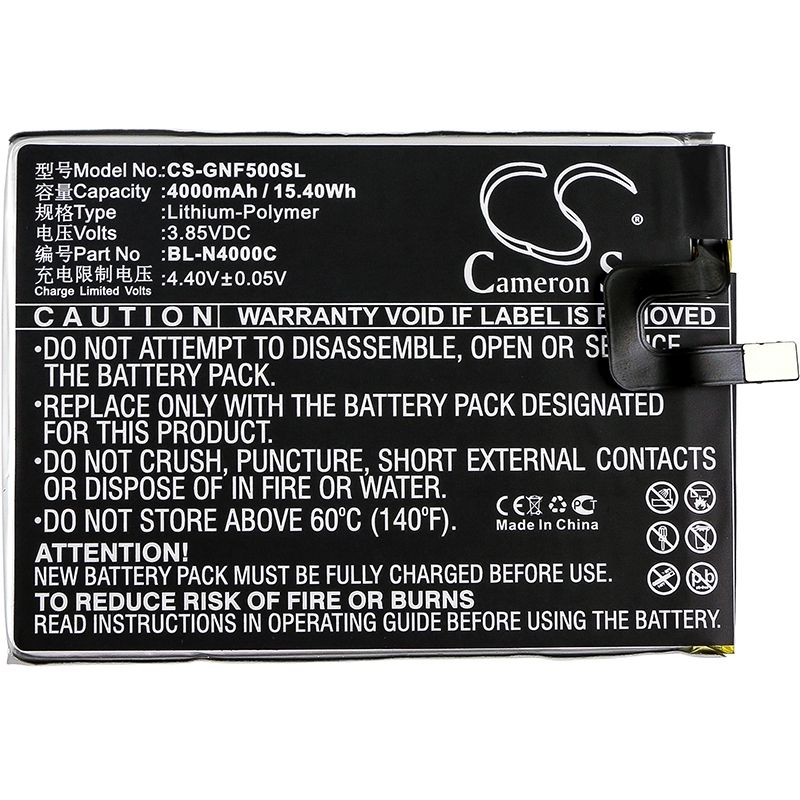 Li-Polymer Battery fits Gionee, f5, f5 td-lte dual sim, f5l 3.85V, 4000mAh Mobile & SmartPhone Cameron Sino Technology Limited