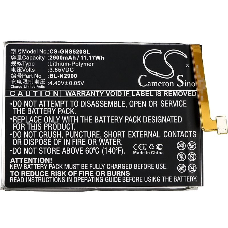 Li-Polymer Battery fits Gionee, gn3001, gn3001l, s5 3.85V, 2900mAh Mobile & SmartPhone Cameron Sino Technology Limited