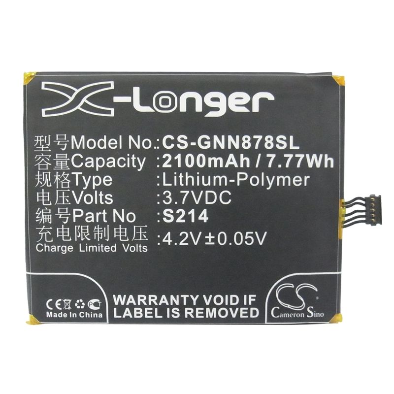 Li-Polymer Battery fits Gionee, gn878 3.7V, 2100mAh Mobile & SmartPhone Cameron Sino Technology Limited