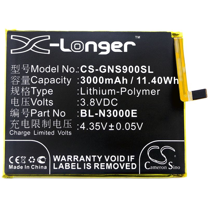 Li-Polymer Battery fits Gionee, gn9013, s9 3.8V, 3000mAh Mobile & SmartPhone Cameron Sino Technology Limited
