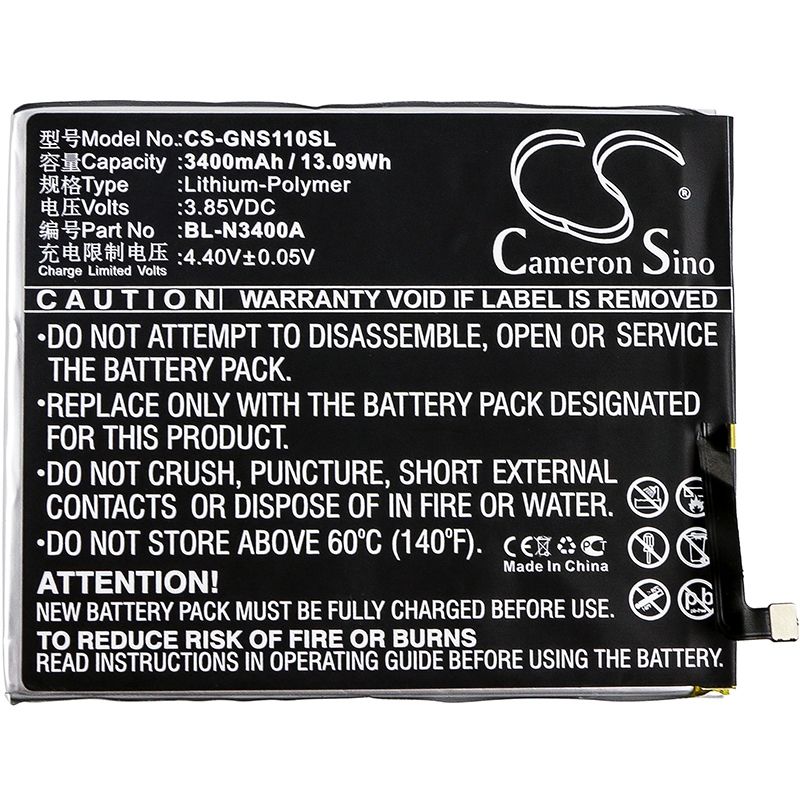 Li-Polymer Battery fits Gionee, s11, s11 dual sim, s11 dual sim td-lte 3.85V, 3400mAh Mobile & SmartPhone Cameron Sino Technology Limited