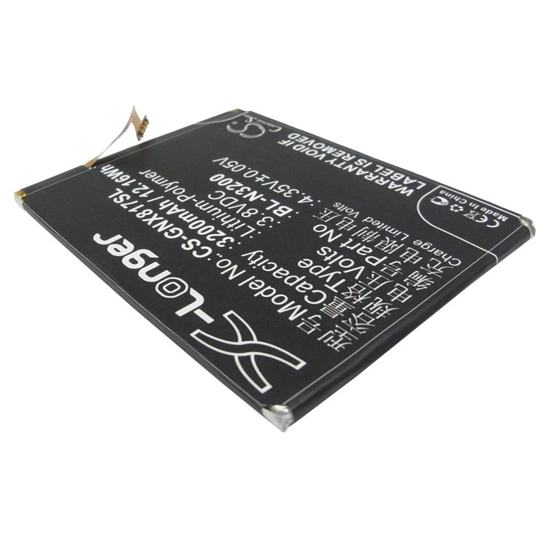 Li-Polymer Battery fits Gionee, x817 3.8V, 3200mAh Communications Cameron Sino Technology Limited (Suspended)