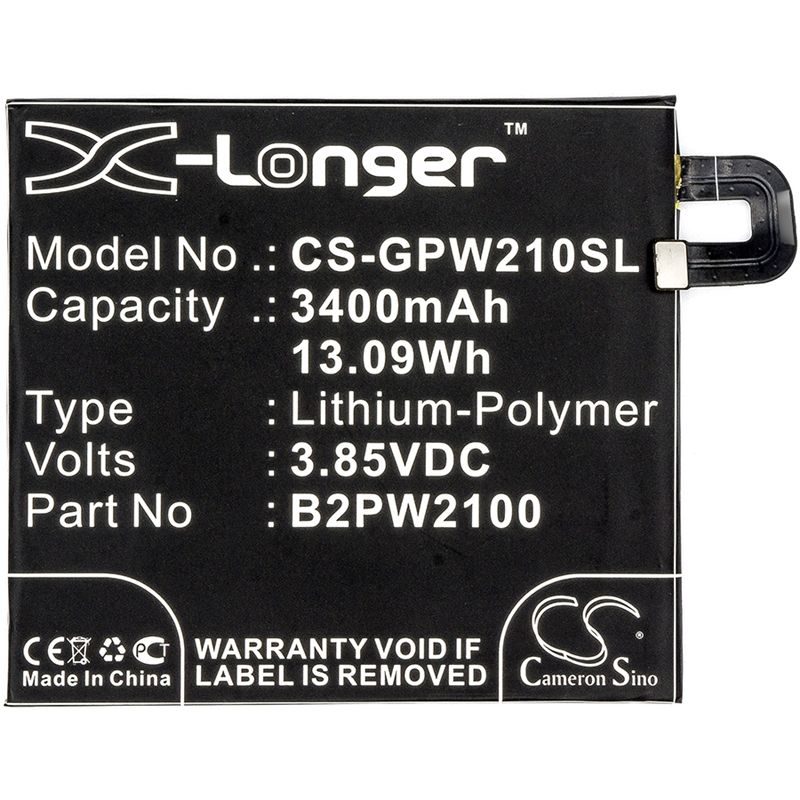 Li-polymer Battery Fits Google, G-2pw2100, G-2pw2100-021-b, G-2pw2200 3.85v, 3400mah Mobile & SmartPhone Cameron Sino Technology Limited
