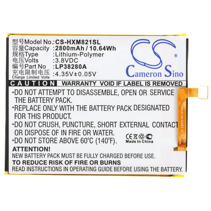 Li-Polymer Battery fits Hisense, hs-m821, m821, n1 3.8V, 2800mAh Communications Cameron Sino Technology Limited (Suspended)