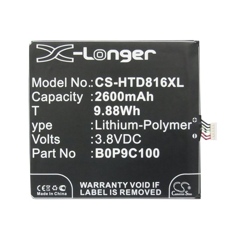 Li-polymer Battery Fits Htc, 0p9c300, A5, D816d 3.8v, 2600mah Mobile & SmartPhone Cameron Sino Technology Limited