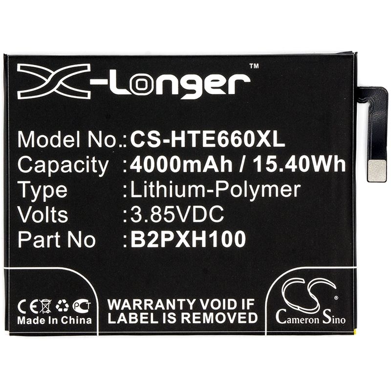 Li-Polymer Battery fits Htc, 2pxh100, e66, one x10 3.85V, 4000mAh Mobile & SmartPhone Cameron Sino Technology Limited