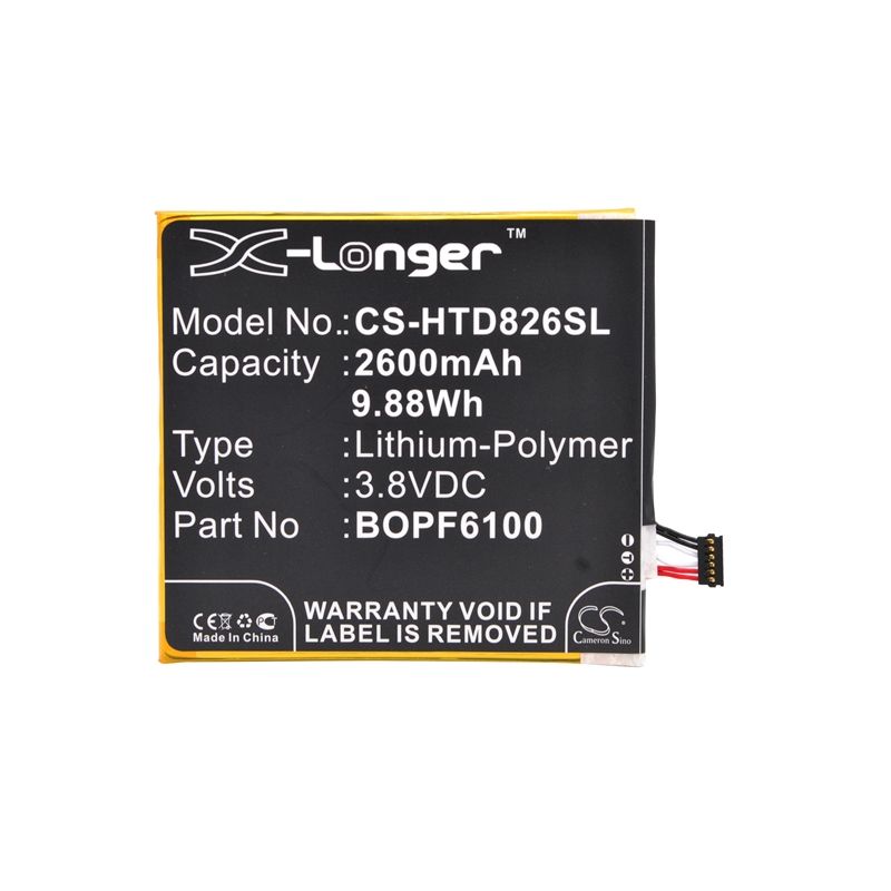 Li-polymer Battery Fits Htc, A51, D820, D820g 3.8v, 2600mah Mobile & SmartPhone Cameron Sino Technology Limited