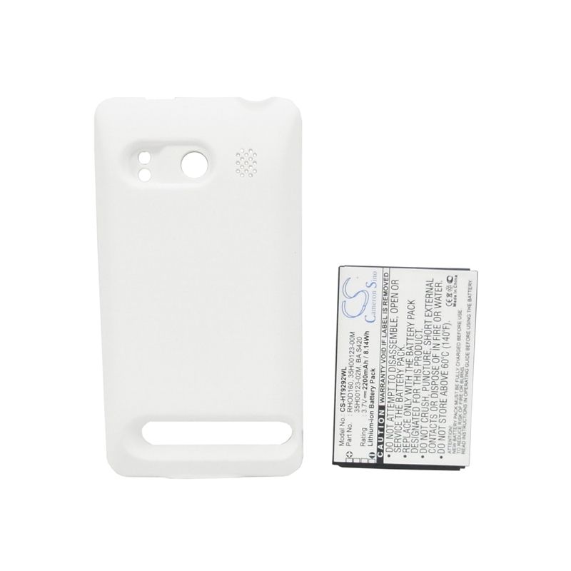White 3.7V 2200mAh Htc, a9292, evo 4g, supersonic Replacement Battery Communications Cameron Sino Technology Limited