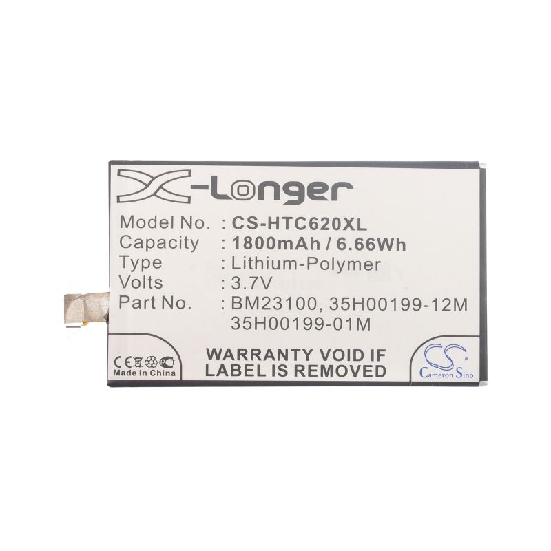 Li-Polymer Battery fits Htc, accord, c620, c620e 3.7V, 1800mAh Mobile & SmartPhone Cameron Sino Technology Limited