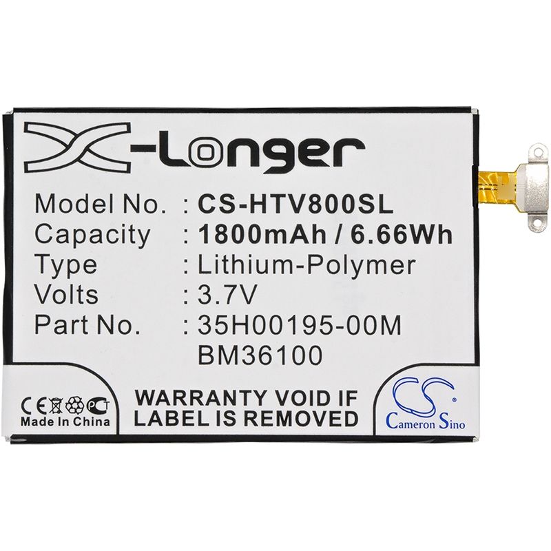 Li-Polymer Battery fits Htc, one vx, pm36100, totem c2 3.7V, 1800mAh Communications Cameron Sino Technology Limited (Suspended)