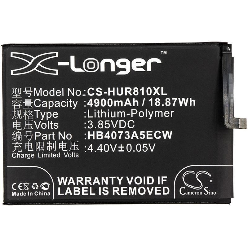 Li-Polymer Battery fits Huawei, are-al00, honor 8x max 3.85V, 4900mAh Mobile & SmartPhone Cameron Sino Technology Limited