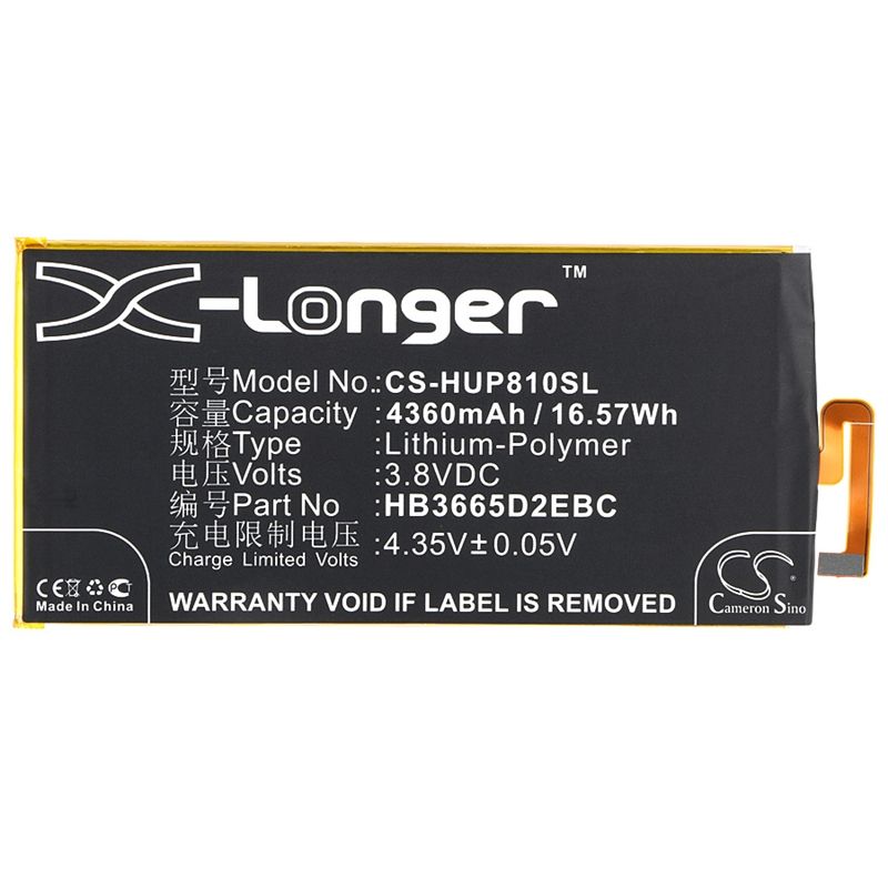 Li-polymer Battery Fits Huawei, Ascend P8 Max, Dav-703l, Dav-713l 3.8v, 4360mah Mobile & SmartPhone Cameron Sino Technology Limited