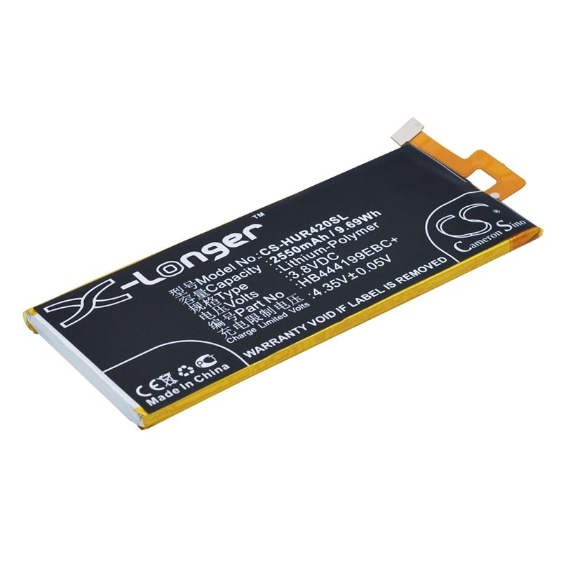 Li-polymer Battery Fits Huawei, C8818, Chc-u01, Chm- Cl00 3.8v, 2550mah Mobile & SmartPhone Cameron Sino Technology Limited