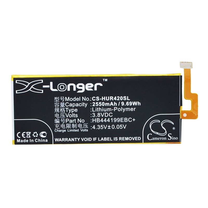 Li-polymer Battery Fits Huawei, C8818, Chc-u01, Chm- Cl00 3.8v, 2550mah Mobile & SmartPhone Cameron Sino Technology Limited