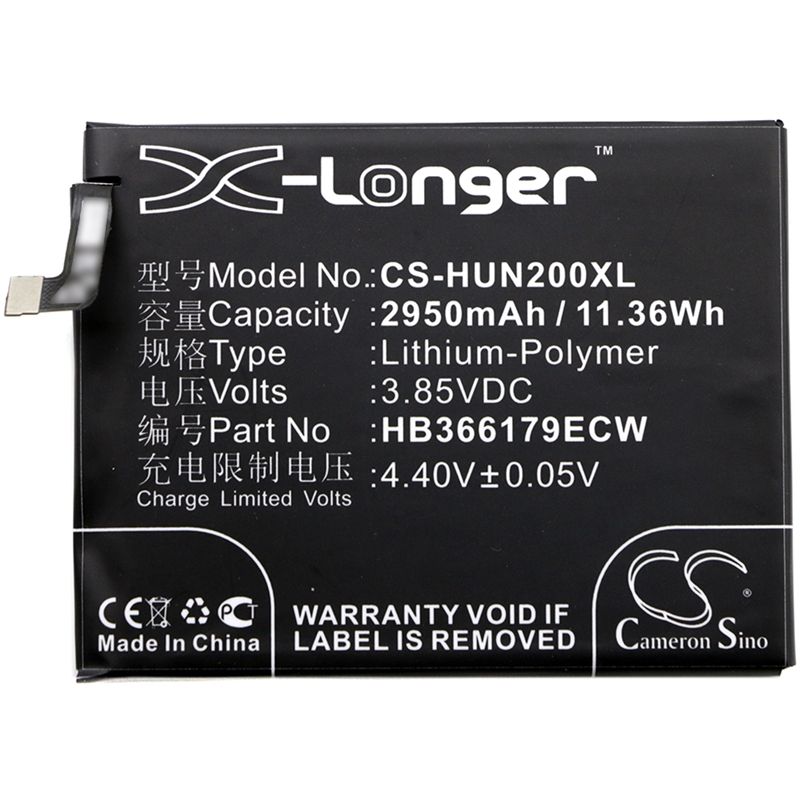 Li-Polymer Battery fits Huawei, nova 2, nova 2 dual sim, pic-al00 3.85V, 2950mAh Mobile & SmartPhone Cameron Sino Technology Limited