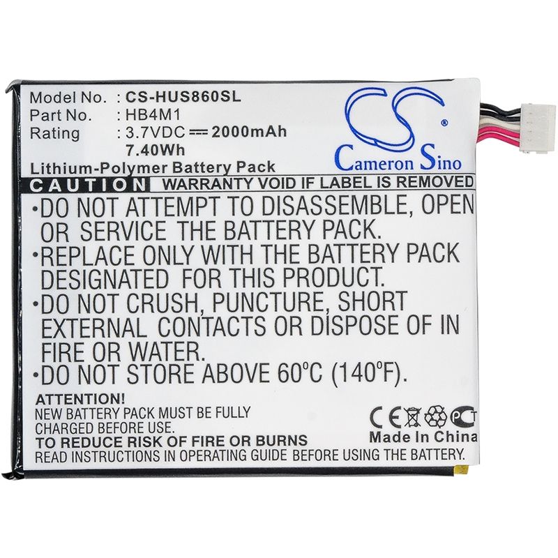 Li-Polymer Battery fits Huawei, s8600 3.7V, 2000mAh Mobile & SmartPhone Cameron Sino Technology Limited