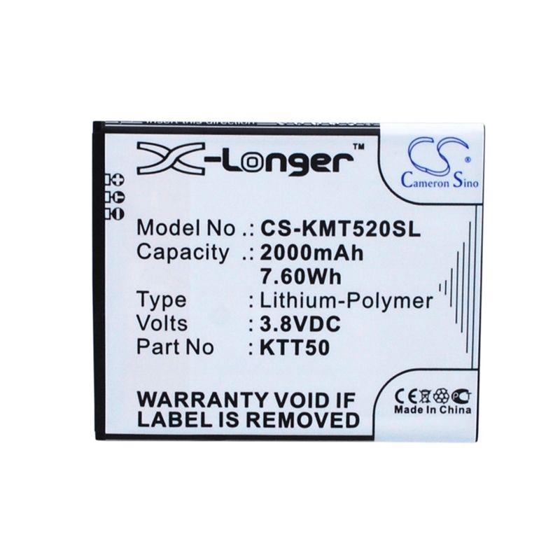 Li-Polymer Battery fits Kazam, tornado 2, tornado2 5.0 3.8V, 2000mAh Mobile & SmartPhone Cameron Sino Technology Limited