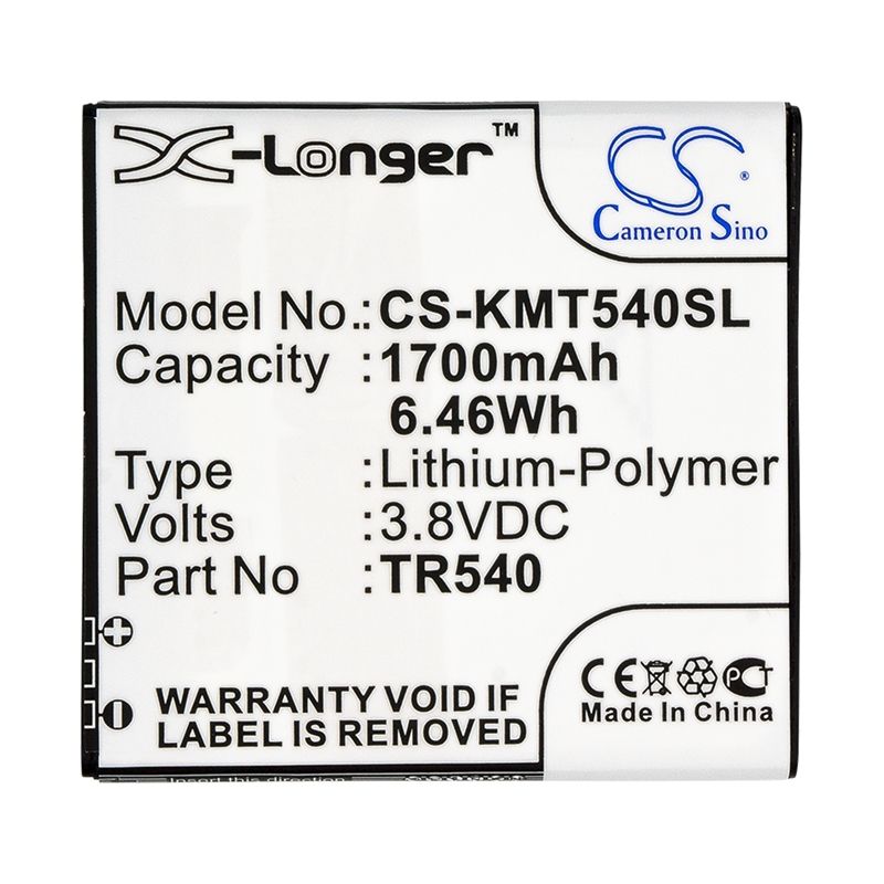 Li-Polymer Battery fits Kazam, trooper 540 3.8V, 1700mAh Mobile & SmartPhone Cameron Sino Technology Limited
