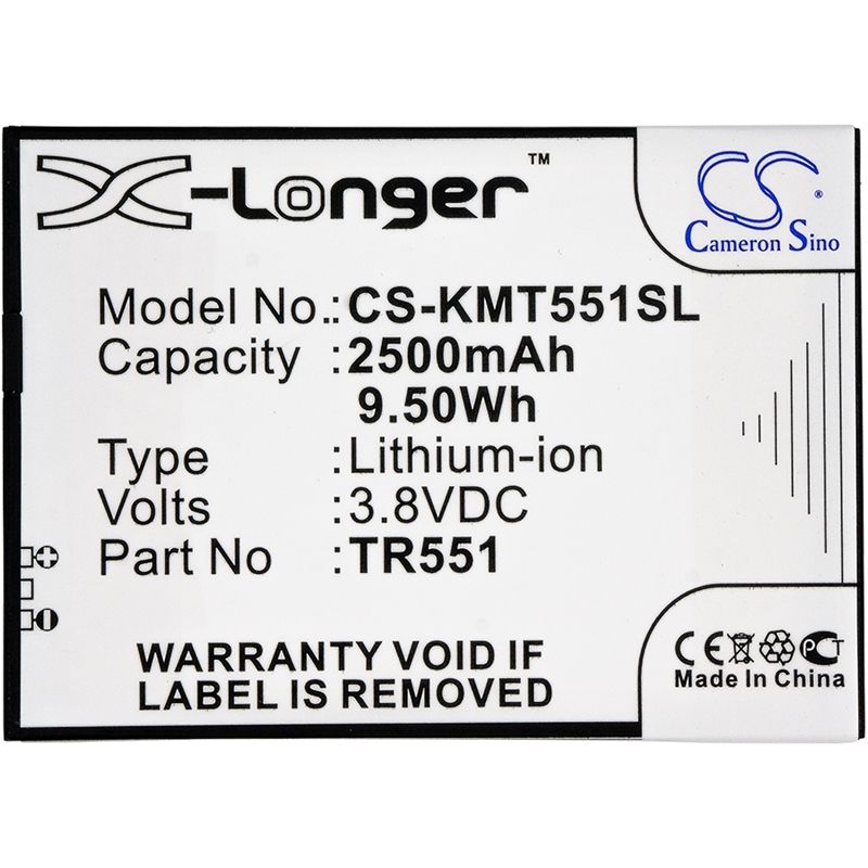 Li-Polymer Battery fits Kazam, trooper 551 3.8V, 2500mAh Communications Cameron Sino Technology Limited (Suspended)