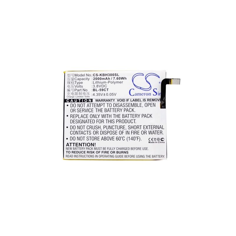 Li-Polymer Battery fits Koobee, h3 3.8V, 2000mAh Communications Cameron Sino Technology Limited (Suspended)
