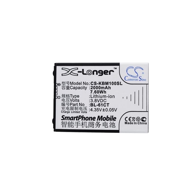 Li-ion Battery fits Koobee, m100, s100, s3 3.8V, 2000mAh Mobile & SmartPhone Cameron Sino Technology Limited