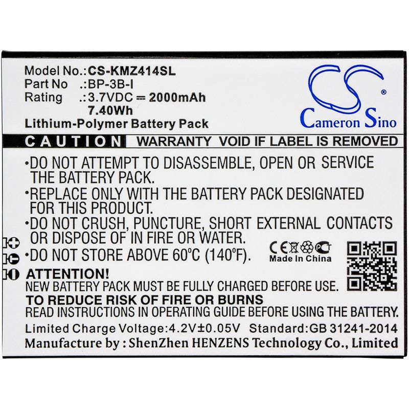 Li-Polymer Battery fits Kruger&matz, drive, drive 2, km0408 3.7V, 2000mAh Communications Cameron Sino Technology Limited (Suspended)