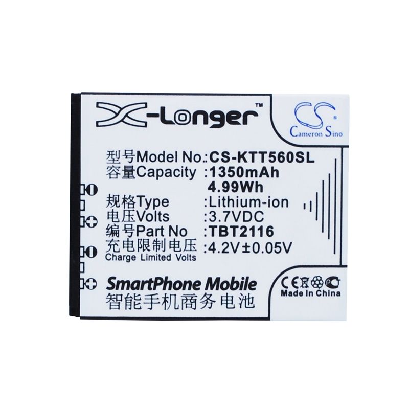 Li-ion Battery fits K-touch, a788, d99, e379 3.7V, 1350mAh Communications Cameron Sino Technology Limited (Suspended)