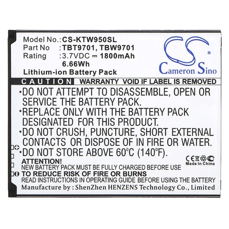 Li-ion Battery fits K-touch, e80, e88, kis 1 3.7V, 1800mAh Mobile & SmartPhone Cameron Sino Technology Limited