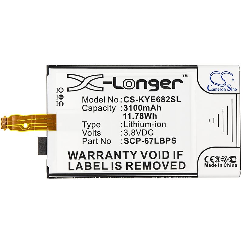 Li-ion Battery Fits Kyocera, Duraforce Pro, E6810, E6820 3.8v, 3100mah Mobile & SmartPhone Cameron Sino Technology Limited
