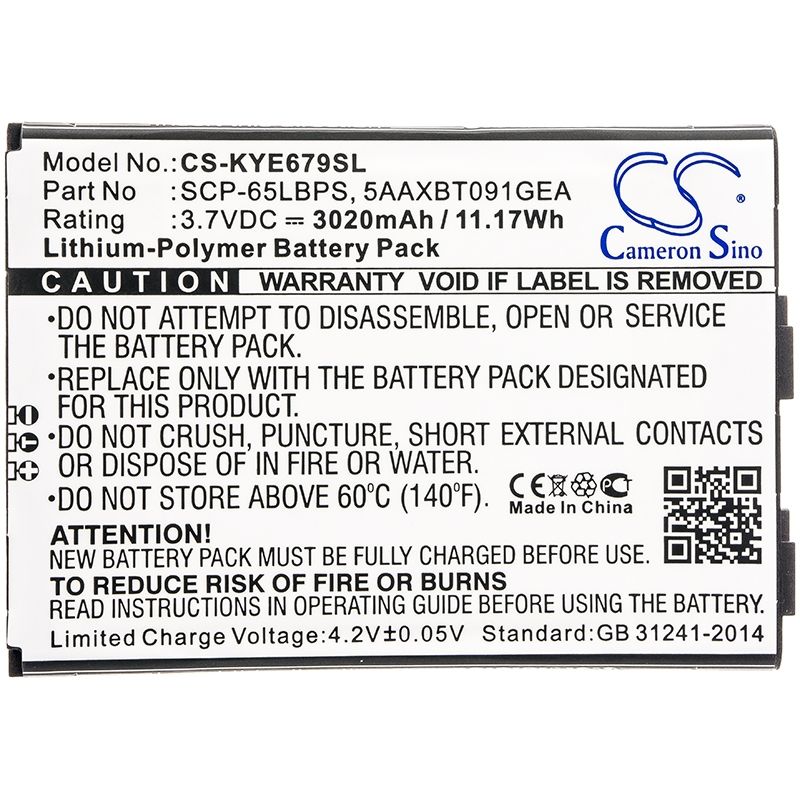Li-Polymer Battery fits Kyocera, duraforce xd, e6790, e6790 lte 3.7V, 3020mAh Mobile & SmartPhone Cameron Sino Technology Limited