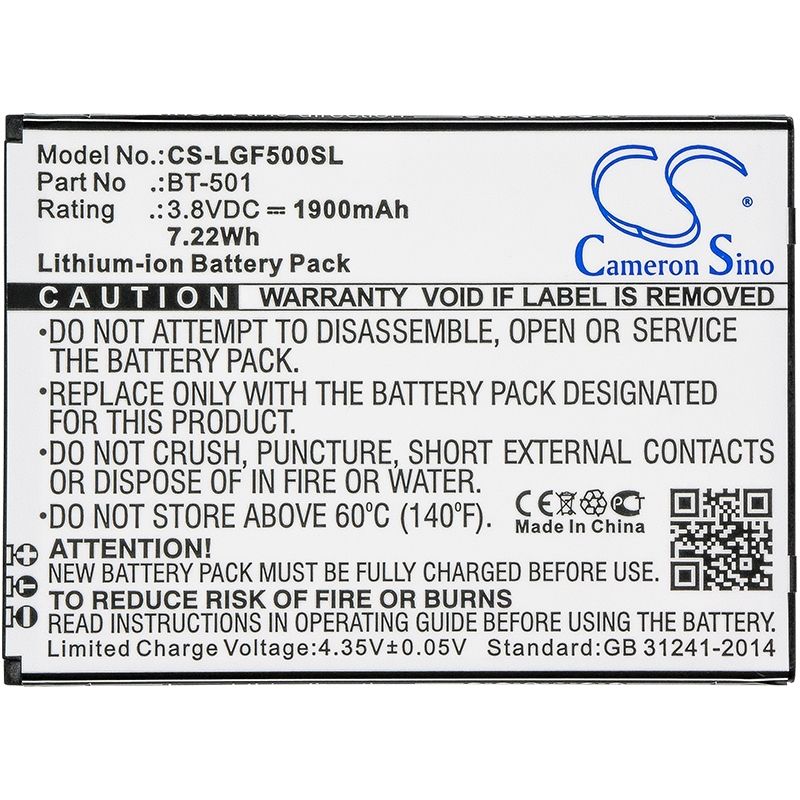 Li-ion Battery Fits Leagoo, Alfa 5 3.8v, 1900mah Mobile & SmartPhone Cameron Sino Technology Limited