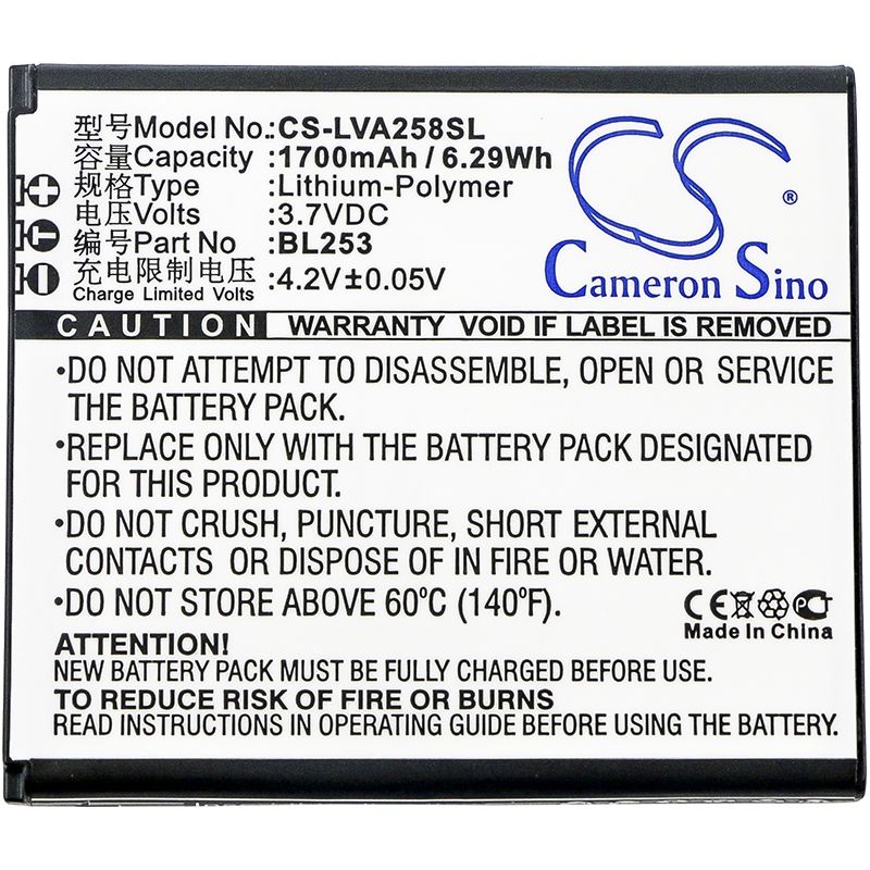 Li-Polymer Battery fits Lenovo, a2580, a2860 3.7V, 1700mAh BabyPhone Cameron Sino Technology Limited
